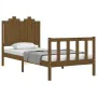 Honey brown solid wood bed frame with headboard 90x190cm by vidaXL, Beds and slatted bases - Ref: Foro24-3192264, Price: 163,...