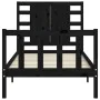 Single bed frame with black solid wood headboard by vidaXL, Beds and slatted bases - Ref: Foro24-3192780, Price: 139,36 €, Di...