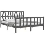 Double bed frame with gray solid wood headboard by vidaXL, Beds and slatted bases - Ref: Foro24-3192498, Price: 168,52 €, Dis...