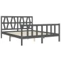 Double bed frame with gray solid wood headboard by vidaXL, Beds and slatted bases - Ref: Foro24-3192498, Price: 168,52 €, Dis...