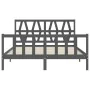 Double bed frame with gray solid wood headboard by vidaXL, Beds and slatted bases - Ref: Foro24-3192498, Price: 168,52 €, Dis...