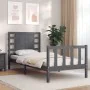 Gray solid wood bed frame with headboard 100x200cm by vidaXL, Beds and slatted bases - Ref: Foro24-3192808, Price: 130,09 €, ...