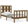 Honey brown solid wood bed frame with headboard 90x190cm by vidaXL, Beds and slatted bases - Ref: Foro24-3192199, Price: 151,...