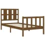 Honey brown solid wood bed frame with headboard 90x190cm by vidaXL, Beds and slatted bases - Ref: Foro24-3192199, Price: 151,...