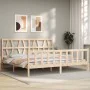 Double bed frame with solid wood headboard by vidaXL, Beds and slatted bases - Ref: Foro24-3192506, Price: 141,03 €, Discount: %