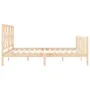 Double bed frame with solid wood headboard by vidaXL, Beds and slatted bases - Ref: Foro24-3192506, Price: 141,03 €, Discount: %