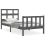 Gray solid wood bed frame with headboard by vidaXL, Beds and slatted bases - Ref: Foro24-3192978, Price: 97,99 €, Discount: %