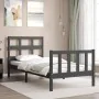 Gray solid wood bed frame with headboard by vidaXL, Beds and slatted bases - Ref: Foro24-3192978, Price: 97,99 €, Discount: %