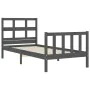 Gray solid wood bed frame with headboard by vidaXL, Beds and slatted bases - Ref: Foro24-3192978, Price: 97,99 €, Discount: %