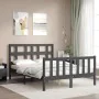 Double bed frame with gray solid wood headboard by vidaXL, Beds and slatted bases - Ref: Foro24-3192983, Price: 152,68 €, Dis...