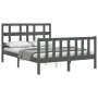 Double bed frame with gray solid wood headboard by vidaXL, Beds and slatted bases - Ref: Foro24-3192983, Price: 152,68 €, Dis...