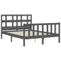 Double bed frame with gray solid wood headboard by vidaXL, Beds and slatted bases - Ref: Foro24-3192983, Price: 152,68 €, Dis...