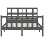 Double bed frame with gray solid wood headboard by vidaXL, Beds and slatted bases - Ref: Foro24-3192983, Price: 152,68 €, Dis...