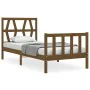 Honey brown solid wood bed frame with headboard by vidaXL, Beds and slatted bases - Ref: Foro24-3192454, Price: 103,26 €, Dis...