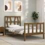 Honey brown solid wood bed frame with headboard by vidaXL, Beds and slatted bases - Ref: Foro24-3192454, Price: 103,26 €, Dis...