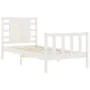 White solid wood bed frame with headboard 90x200 cm by vidaXL, Beds and slatted bases - Ref: Foro24-3192802, Price: 120,96 €,...