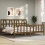 Honey brown solid wood bed frame and headboard 200x200 cm by vidaXL, Beds and slatted bases - Ref: Foro24-3192514, Price: 166...