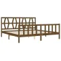 Honey brown solid wood bed frame and headboard 200x200 cm by vidaXL, Beds and slatted bases - Ref: Foro24-3192514, Price: 166...