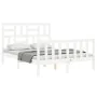 Double bed frame with white solid wood headboard by vidaXL, Beds and slatted bases - Ref: Foro24-3193047, Price: 141,61 €, Di...