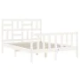 Double bed frame with white solid wood headboard by vidaXL, Beds and slatted bases - Ref: Foro24-3193047, Price: 141,61 €, Di...