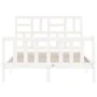 Double bed frame with white solid wood headboard by vidaXL, Beds and slatted bases - Ref: Foro24-3193047, Price: 141,61 €, Di...