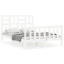 White solid wood bed frame with headboard 140x190 cm by vidaXL, Beds and slatted bases - Ref: Foro24-3193057, Price: 128,07 €...