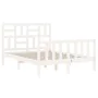 White solid wood bed frame with headboard 140x190 cm by vidaXL, Beds and slatted bases - Ref: Foro24-3193057, Price: 128,07 €...