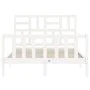 White solid wood bed frame with headboard 140x190 cm by vidaXL, Beds and slatted bases - Ref: Foro24-3193057, Price: 128,07 €...