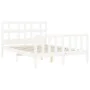 White solid wood bed frame with headboard 140x190 cm by vidaXL, Beds and slatted bases - Ref: Foro24-3192992, Price: 133,43 €...