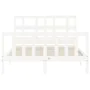 White solid wood bed frame with headboard 140x190 cm by vidaXL, Beds and slatted bases - Ref: Foro24-3192992, Price: 133,43 €...