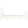 White solid wood bed frame with headboard 140x190 cm by vidaXL, Beds and slatted bases - Ref: Foro24-3192992, Price: 133,43 €...