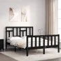 Estructura de cama con cabecero madera maciza negro 140x190 cm de vidaXL, Camas y somieres - Ref: Foro24-3193125, Precio: 171...