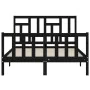 Estructura de cama con cabecero madera maciza negro 140x190 cm de vidaXL, Camas y somieres - Ref: Foro24-3193125, Precio: 171...