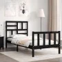 Bed frame with black solid wood headboard 100x200 cm by vidaXL, Beds and slatted bases - Ref: Foro24-3193070, Price: 137,55 €...