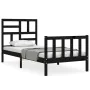 Bed frame with black solid wood headboard 100x200 cm by vidaXL, Beds and slatted bases - Ref: Foro24-3193070, Price: 137,55 €...