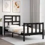 Bed frame with black solid wood headboard 100x200 cm by vidaXL, Beds and slatted bases - Ref: Foro24-3193070, Price: 137,55 €...