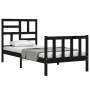 Bed frame with black solid wood headboard 100x200 cm by vidaXL, Beds and slatted bases - Ref: Foro24-3193070, Price: 137,55 €...