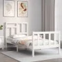 White solid wood bed frame with headboard 90x200 cm by vidaXL, Beds and slatted bases - Ref: Foro24-3193127, Price: 99,56 €, ...