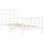 White solid wood bed frame with headboard 90x200 cm by vidaXL, Beds and slatted bases - Ref: Foro24-3193127, Price: 99,56 €, ...