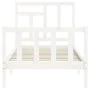 White solid wood bed frame with headboard 90x200 cm by vidaXL, Beds and slatted bases - Ref: Foro24-3193127, Price: 99,56 €, ...