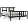 Double bed frame with black solid wood headboard by vidaXL, Beds and slatted bases - Ref: Foro24-3192890, Price: 184,09 €, Di...