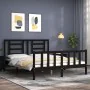 Double bed frame with black solid wood headboard by vidaXL, Beds and slatted bases - Ref: Foro24-3192890, Price: 184,09 €, Di...