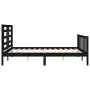 Double bed frame with black solid wood headboard by vidaXL, Beds and slatted bases - Ref: Foro24-3192890, Price: 184,09 €, Di...