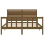 Double bed frame with honey brown wooden headboard by vidaXL, Beds and slatted bases - Ref: Foro24-3193214, Price: 195,90 €, ...