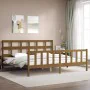 Honey brown solid wood bed frame with headboard by vidaXL, Beds and slatted bases - Ref: Foro24-3193029, Price: 170,34 €, Dis...