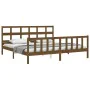 Honey brown solid wood bed frame with headboard by vidaXL, Beds and slatted bases - Ref: Foro24-3193029, Price: 170,34 €, Dis...