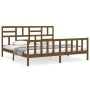 Honey brown solid wood bed frame and headboard 200x200 cm by vidaXL, Beds and slatted bases - Ref: Foro24-3193099, Price: 172...