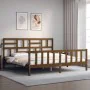 Honey brown solid wood bed frame and headboard 200x200 cm by vidaXL, Beds and slatted bases - Ref: Foro24-3193099, Price: 172...