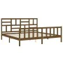 Honey brown solid wood bed frame and headboard 200x200 cm by vidaXL, Beds and slatted bases - Ref: Foro24-3193099, Price: 172...