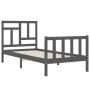 Gray solid wood bed frame with headboard 90x200 cm by vidaXL, Beds and slatted bases - Ref: Foro24-3193128, Price: 109,31 €, ...